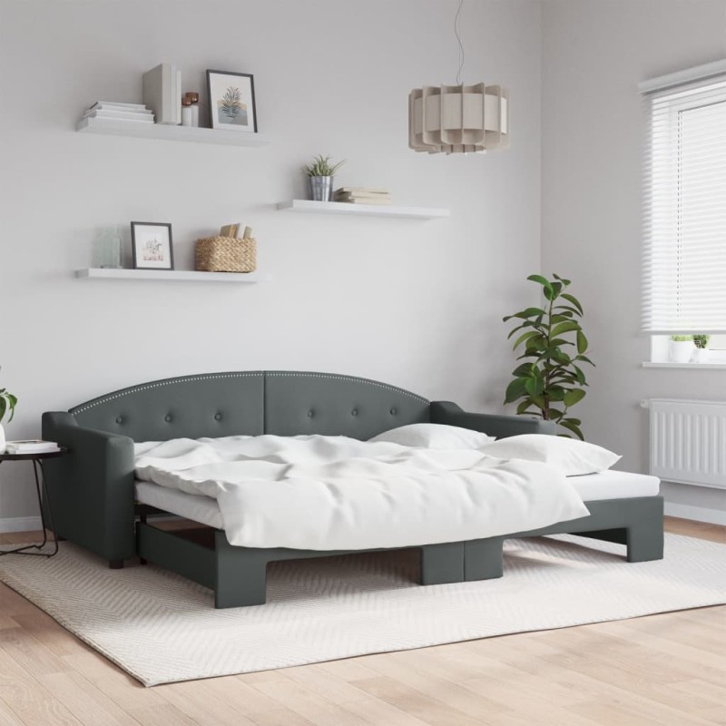 vidaXL Sofá cama nido tela gris oscuro 90x200 cm vidaXL Sofá cama nido tela gris oscuro 90x200 cm