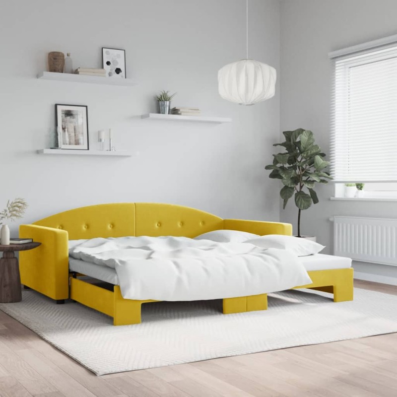 vidaXL Sofá cama nido terciopelo amarillo 100x200 cm vidaXL Sofá cama nido terciopelo amarillo 100x200 cm