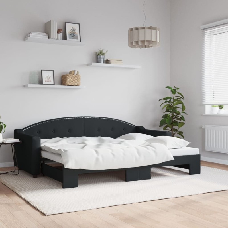 vidaXL Sofá cama nido tela negro 80x200 cm vidaXL Sofá cama nido tela negro 80x200 cm