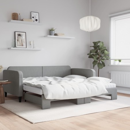 vidaXL Sofá cama nido con colchón tela gris claro 100x200 cm