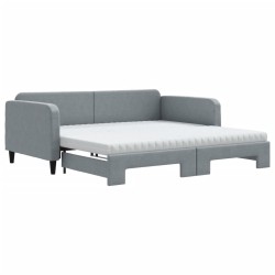 vidaXL Sofá cama nido con colchón tela gris claro 100x200 cm