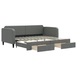 vidaXL Sofá cama nido con cajones tela gris oscuro 90x200 cm
