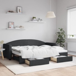 vidaXL Sofá cama nido con cajones tela negro 80x200 cm