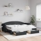 vidaXL Sofá cama nido con cajones tela negro 80x200 cm