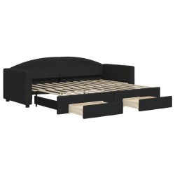 vidaXL Sofá cama nido con cajones tela negro 80x200 cm