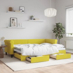 vidaXL Sofá cama nido con cajones terciopelo amarillo 80x200 cm