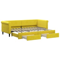 vidaXL Sofá cama nido con cajones terciopelo amarillo 80x200 cm