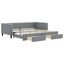 vidaXL Sofá cama nido con cajones tela gris claro 100x200 cm