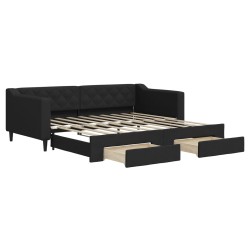 vidaXL Sofá cama nido con cajones tela negro 90x190 cm