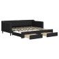 vidaXL Sofá cama nido con cajones tela negro 90x190 cm vidaXL Sofá cama nido con cajones tela negro 90x190 cm