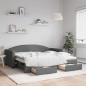 vidaXL Sofá cama nido con cajones tela gris oscuro 90x190 cm vidaXL Sofá cama nido con cajones tela gris oscuro 90x190 cm