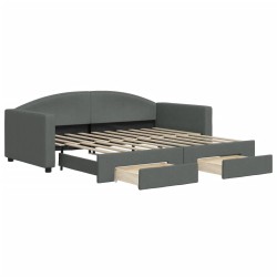 vidaXL Sofá cama nido con cajones tela gris oscuro 90x190 cm