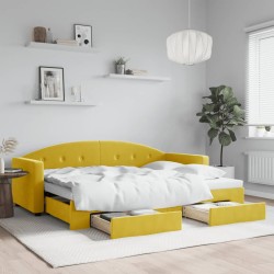 vidaXL Sofá cama nido con cajones terciopelo amarillo 80x200 cm