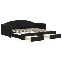 vidaXL Sofá cama nido con cajones terciopelo negro 90x200 cm