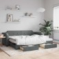 vidaXL Sofá cama nido con cajones tela gris oscuro 100x200 cm