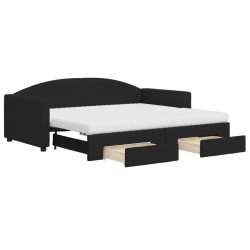 vidaXL Sofá cama nido con cajones tela negro 90x190 cm
