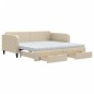 vidaXL Sofá cama nido con cajones tela color crema 100x200 cm vidaXL Sofá cama nido con cajones tela color crema 100x200 cm