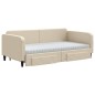 vidaXL Sofá cama nido con cajones tela color crema 100x200 cm vidaXL Sofá cama nido con cajones tela color crema 100x200 cm