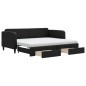 vidaXL Sofá cama nido con cajones tela negro 90x200 cm vidaXL Sofá cama nido con cajones tela negro 90x200 cm