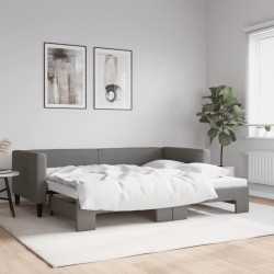 vidaXL Sofá cama nido tela gris oscuro 90x190 cm