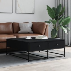 vidaXL Mesa de centro madera de ingeniería negro 100x99x40 cm
