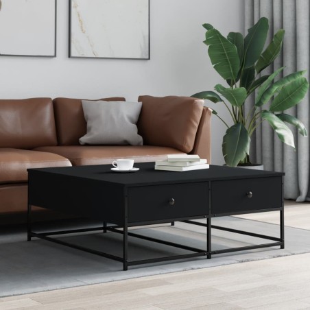 vidaXL Mesa de centro madera de ingeniería negro 100x99x40 cm
