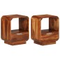 vidaXL Mesita de noche con cajón 2 unids madera sheesham 40x30x50 cm