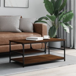 vidaXL Mesa de centro madera de ingeniería roble marrón 90x49x40 cm