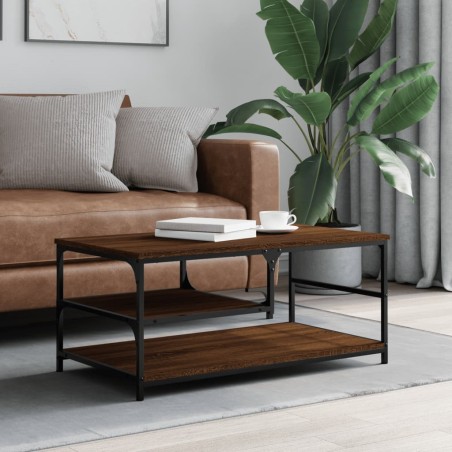 vidaXL Mesa de centro madera de ingeniería roble marrón 90x49x40 cm