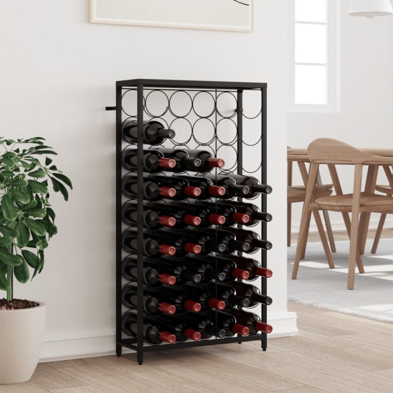 vidaXL Botellero para 45 botellas hierro forjado negro 54x18x100 cm vidaXL Botellero para 45 botellas hierro forjado negro 54x18x100 cm