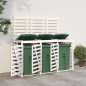 vidaXL Cobertizo triple para cubos de basura madera maciza pino blanco vidaXL Cobertizo triple para cubos de basura madera maciza pino blanco