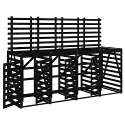 vidaXL Cobertizo cuádruple para cubos de basura madera de pino negro