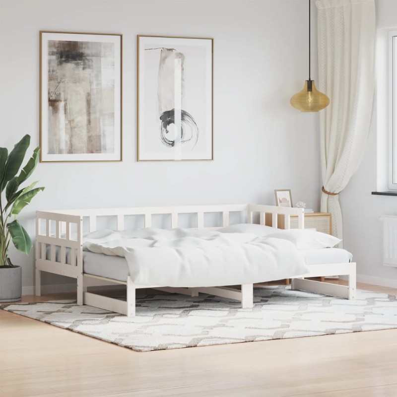 vidaXL Sofá cama nido madera maciza de pino blanco 80x200 cm vidaXL Sofá cama nido madera maciza de pino blanco 80x200 cm