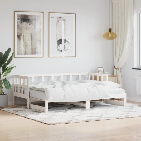 vidaXL Sofá cama nido madera maciza de pino blanco 80x200 cm