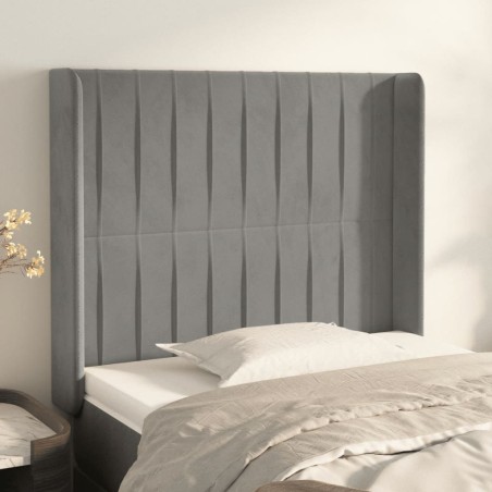 vidaXL Cabecero con orejas de terciopelo gris claro 103x16x118/128 cm