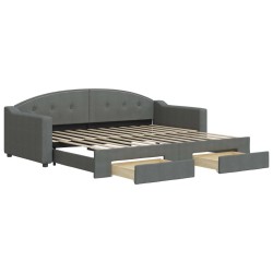 vidaXL Sofá cama nido con cajones tela gris oscuro 90x200 cm