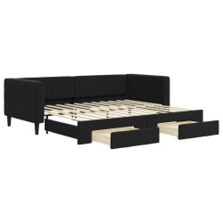 vidaXL Sofá cama nido con cajones terciopelo negro 90x200 cm