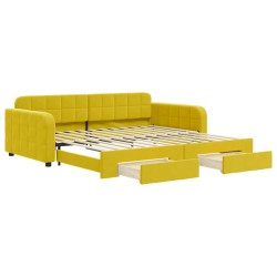 vidaXL Sofá cama nido con cajones terciopelo amarillo 100x200 cm