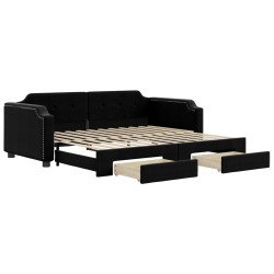 vidaXL Sofá cama nido con cajones tela negro 100x200 cm