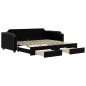 vidaXL Sofá cama nido con cajones tela negro 90x190 cm