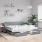vidaXL Sofá cama nido con cajones tela gris claro 100x200 cm vidaXL Sofá cama nido con cajones tela gris claro 100x200 cm