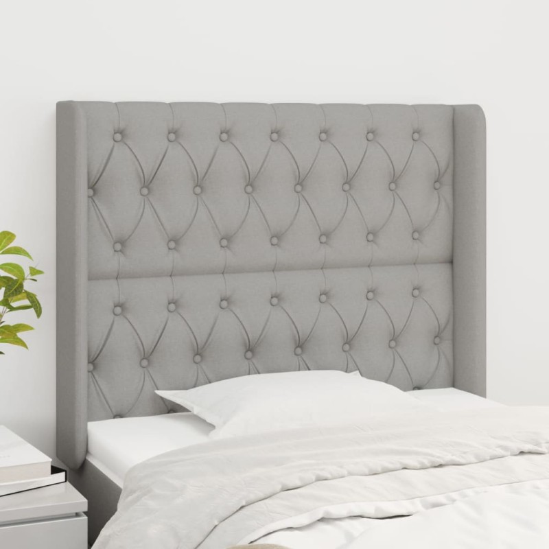 vidaXL Cabecero con orejas de tela gris claro 103x16x118/128 cm vidaXL Cabecero con orejas de tela gris claro 103x16x118/128 cm