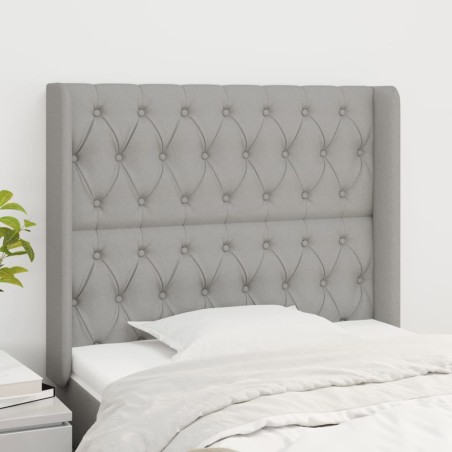 vidaXL Cabecero con orejas de tela gris claro 103x16x118/128 cm