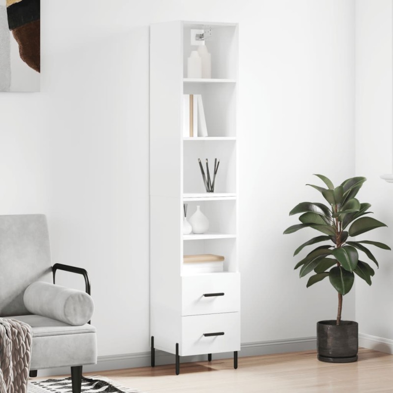 vidaXL Aparador alto madera contrachapada blanco brillo 34,5x34x180 cm vidaXL Aparador alto madera contrachapada blanco brillo 34,5x34x180 cm