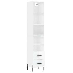 vidaXL Aparador alto madera contrachapada blanco brillo 34,5x34x180 cm