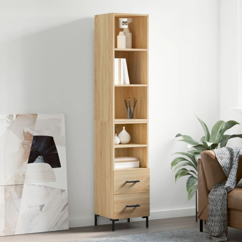 vidaXL Aparador de madera contrachapada roble Sonoma 34,5x34x180 cm vidaXL Aparador de madera contrachapada roble Sonoma 34,5x34x180 cm