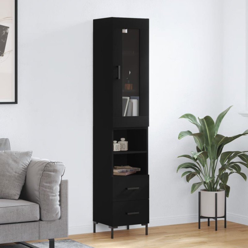 vidaXL Aparador de madera contrachapada negro 34,5x34x180 cm vidaXL Aparador de madera contrachapada negro 34,5x34x180 cm