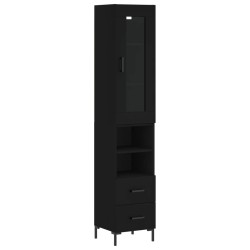 vidaXL Aparador de madera contrachapada negro 34,5x34x180 cm