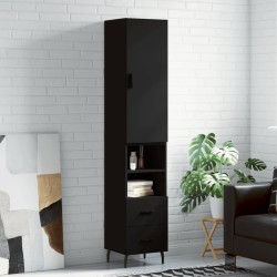 vidaXL Aparador de madera contrachapada negro 34,5x34x180 cm
