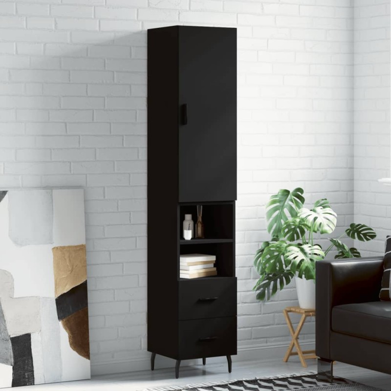 vidaXL Aparador de madera contrachapada negro 34,5x34x180 cm vidaXL Aparador de madera contrachapada negro 34,5x34x180 cm